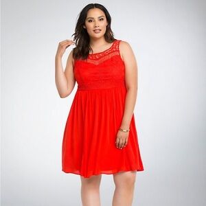 TORRID GAUZE CROCHET SKATER DRESS NWT Size 18
